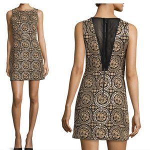 Alice + Olivia Gold Whela Sleeveless Medallion Sheath Dress